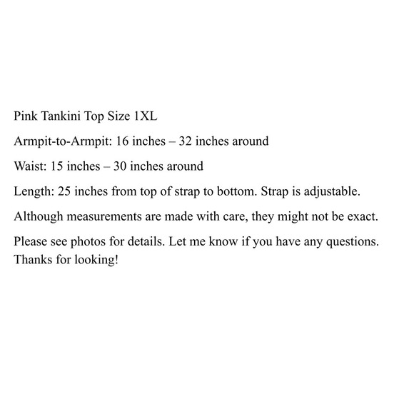 Pink Tankini Top Women's Size 1XL Peplum Adjustable Straps Ribbed Stretch V-Neck - Picture 7 of 7